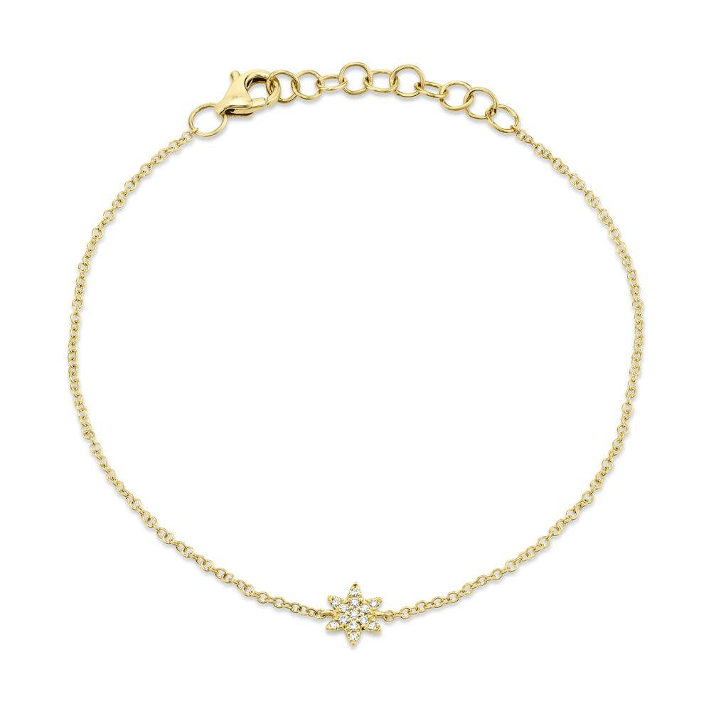 14k Yellow Gold 0.03Ct Diamond Star of David Bracelet