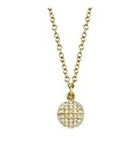 14k Yellow Gold 0.19Ct Pave Set Ball Necklace with 75 Diamonds
