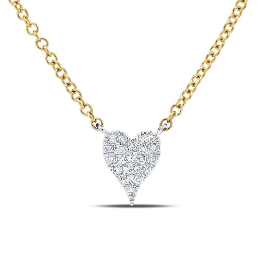 14k Two Tone 0.05Ct Diamond Heart Necklace with 21 Diamonds