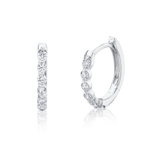 14kt White Gold 0.26Ct Diamond Huggie Earring with 12 Diamonds