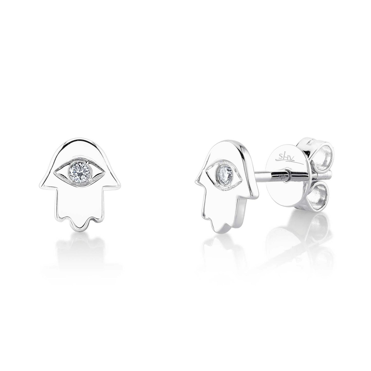 14k Gold Hamsa 0.04Ct Diamond Earring, available in White, Rose And Yellow Gold
