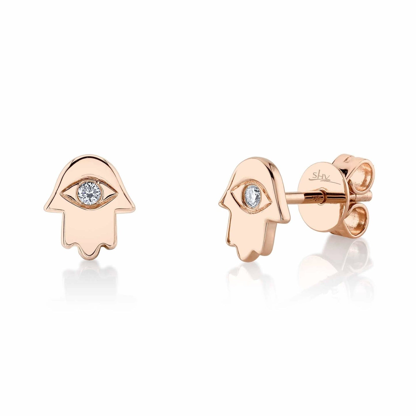 14k Gold Hamsa 0.04Ct Diamond Earring, available in White, Rose And Yellow Gold