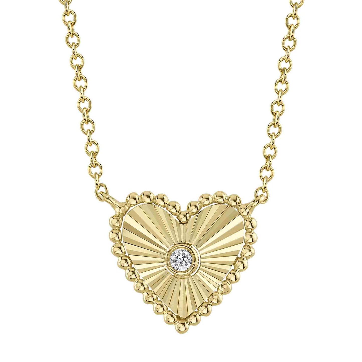 14k Yellow Gold 0.02Ct Diamond Heart Necklace