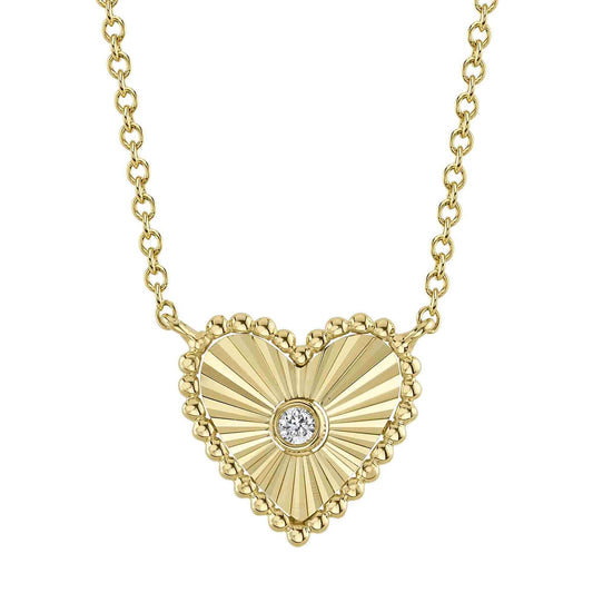 14k Yellow Gold 0.02Ct Diamond Heart Necklace