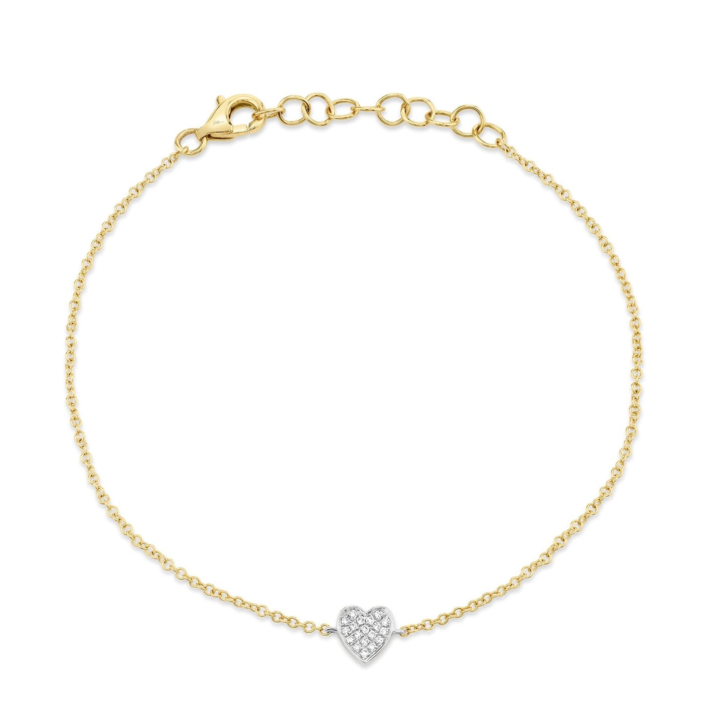 14k Yellow Gold 0.04Ct Diamond Heart Bracelet