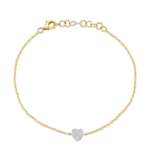 14k Yellow Gold 0.04Ct Diamond Heart Bracelet