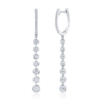 14kt White Gold 0.47Ct Diamond Dangle Earring with 38 Diamonds