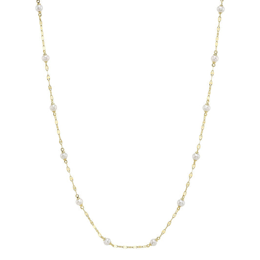 14k Yellow Gold Cultured Pearl and chain necklace