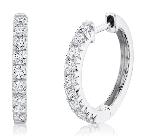 14k White Gold 0.45Ct diamond huggie earring