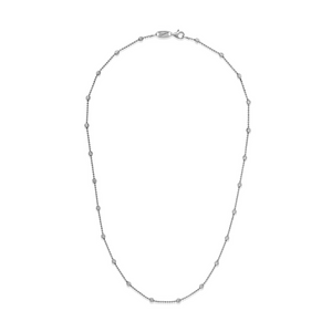 Sterling Silver Rhodium Plated 4MM Beaded 36 Inch Necklace