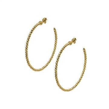 Sterling Silver Gold Plated 45mm Beaded Hoop Earring