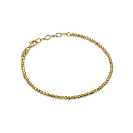 Sterling Silver 7.25 Inch Beaded Bracelet, available in Rhodium Plated and Gold Plated