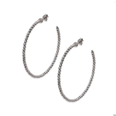 Sterling Silver Rhodium Plated 45MM Hoop Earring