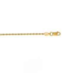 14K Yellow Gold 1.5mm Rope Chain with Lobster Lock 16 Inch