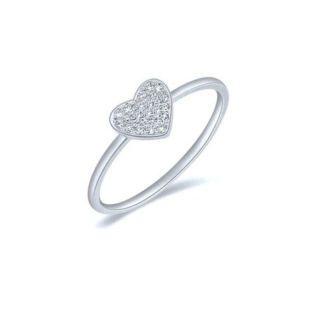 14k White Gold 0.08ct Diamond Heart Ring