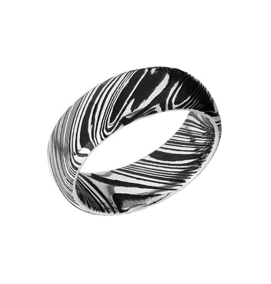 Damascus Steel Band, 8MM Wide, Size 10.0