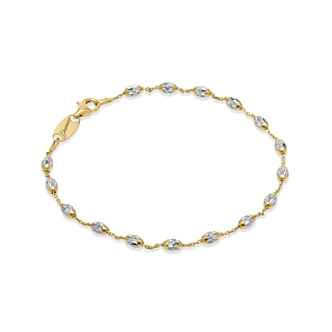 Sterling Silver Rhodium and Gold Plated 7.25 Inch Bracelet