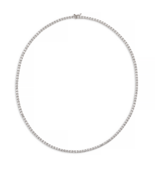 14k White Gold 4.06Cts Diamond Tennis  Necklace with 200 Diamonds