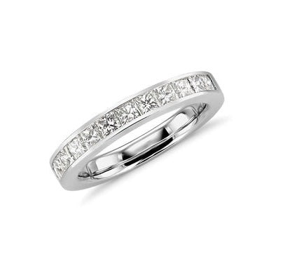 14k White Gold 0.42 Carat Princess Cut Diamond Channel Set Band