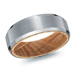 7MM Grey Tantalum & Wood Band, Size 10.0