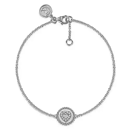 Sterling Silver 0.05Ct Diamond Bujukan Heart Bracelet