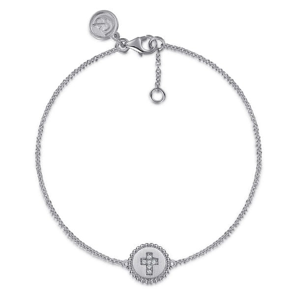 Sterling Silver 0.03Ct Diamond Bujukan Cross Bracelet