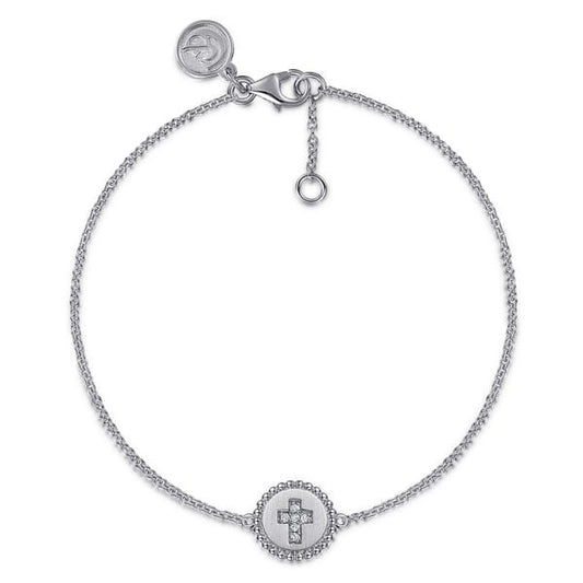 Sterling Silver 0.03Ct Diamond Bujukan Cross Bracelet