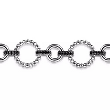 Load image into Gallery viewer, Sterling Silver Black Spinel Bujukan Link Tennis Bracelet
