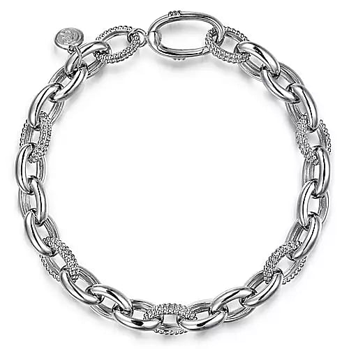 Sterling Silver Bujukan Link Chain Tennis Bracelet 7.5 Inch Long
