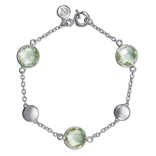 Sterling Silver Green Amethyst Station Bracelet