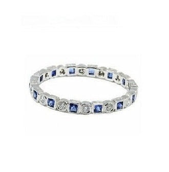 14k White Gold 0.86 Ct Sapphire, 0.31 Ct Diamond Eternity Band