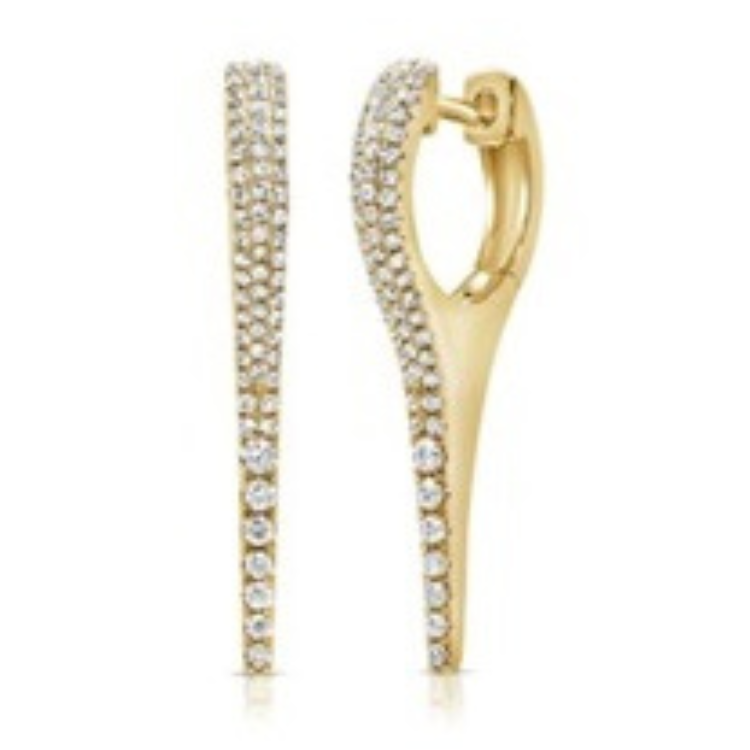 14K Yellow Gold 0.26Ct Diamond Dangle Earring with 84 Diamonds