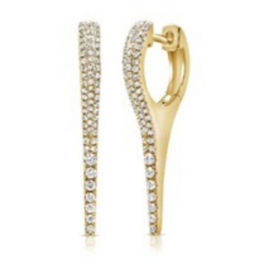 14K Yellow Gold 0.26Ct Diamond Dangle Earring with 84 Diamonds