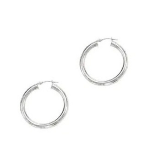 14K White Gold 4x30mm Hoop Earring