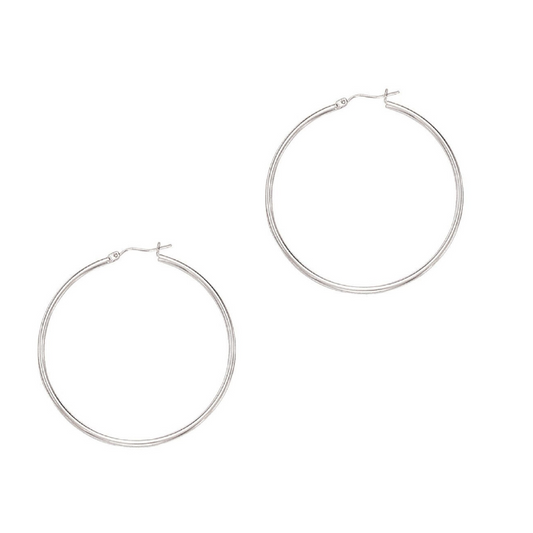 14k White Gold 2.8 Grams 2.0x50.0 mm Hoop Earring