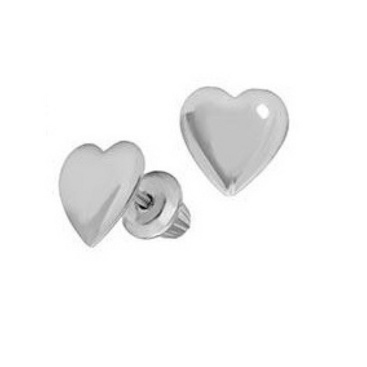 14k White Gold Heart Earrings