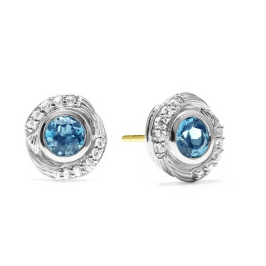 Judith Ripka Sterling Silver Diamond and London Blue Topaz Earring