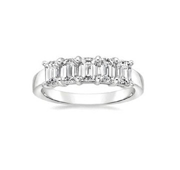 14k White Gold 3.00 Ct Emerald Cut Lab Grown Diamond Band