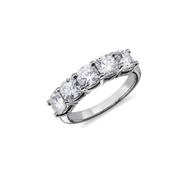14k White Gold 3.00 Ct Lab Grown Cushion Cut Diamond Band