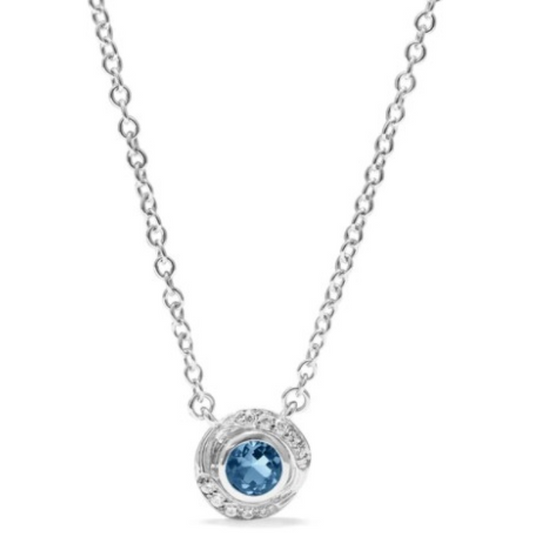 Judith Ripka Sterling Silver Diamond and London Blue Topaz Necklace