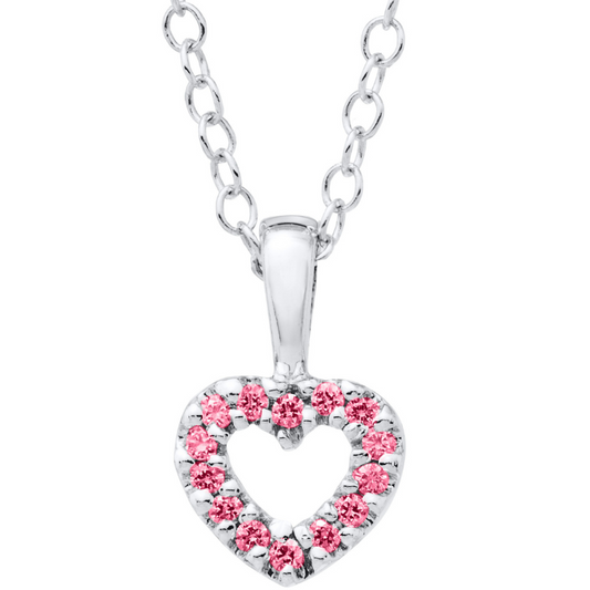 Sterling Silver pink CZ Heart Pendant