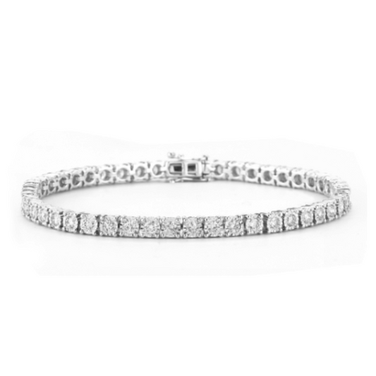 14k White Gold 3.00Ct Diamond Tennis Bracelet with Faceted Head