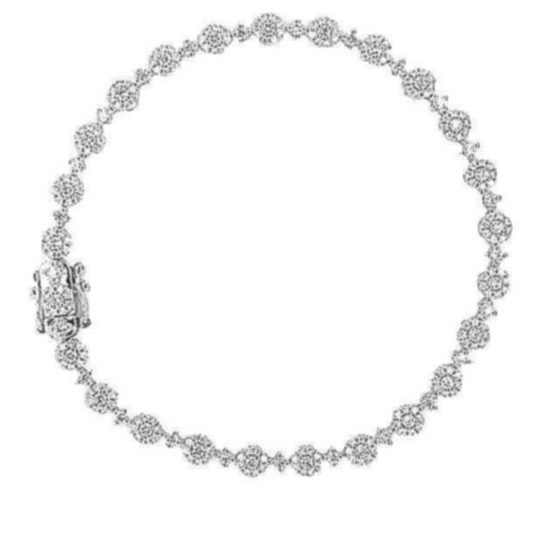 18k White Gold 1.70 Ct Diamond Cluster Bracelet