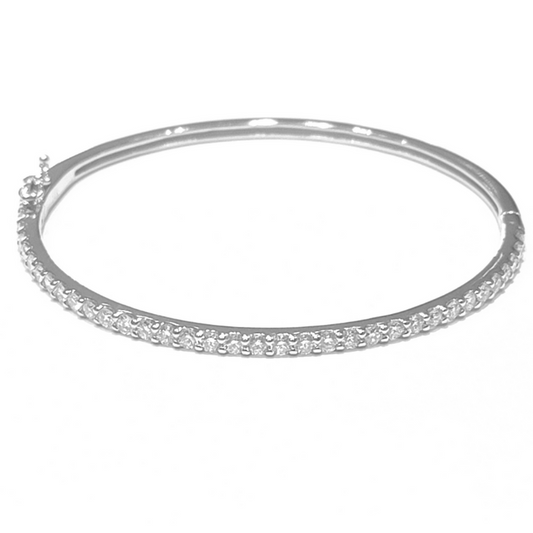 14k White Gold 2.13Ct Diamond Bangle Bracelet