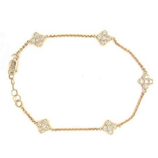 14k Yellow Gold 1.50Ct Double Sided Clover Bracelet with 50 Diamonds