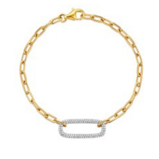 14K Gold 0.24Ct Diamond Oval Link Bracelet with 98 Diamonds, available in White, Rose and Yellow Gold