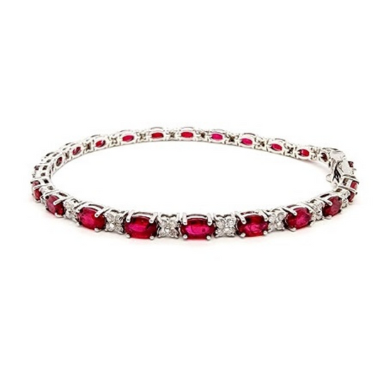 14kn White Gold 6.85 Ct Ruby, 0.88 Ct Diamond Bracelet