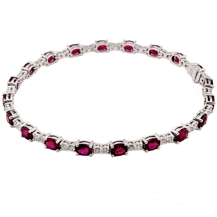 18K White Gold 5.96Ct Ruby, 1.12Ct Diamond Bracelet