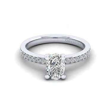 14k White Gold 1.00Ct, F, SI2 GIA, 0.23Ct mele