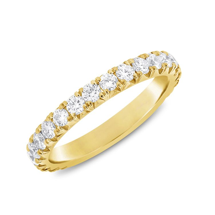 14Kt Yellow Gold 0.36Ct Diamond Band with 19 Diamonds French Cut